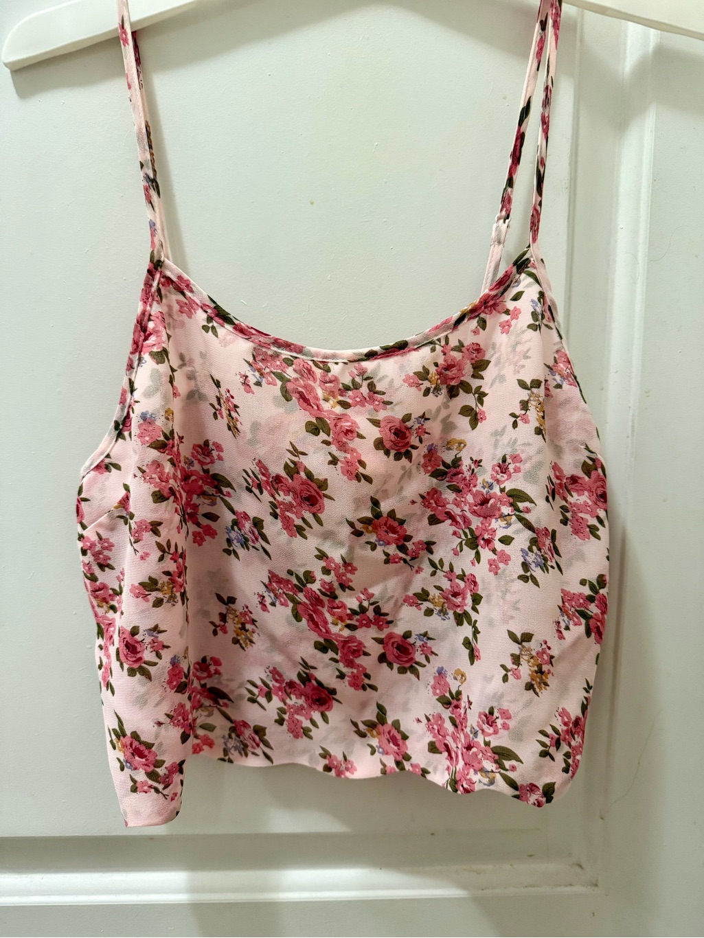 Forever 21 Pink Floral Spaghetti-Strap Crop Camisole